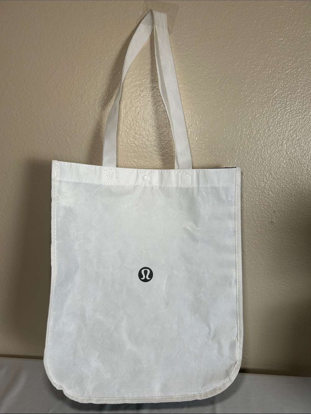 Lululemon White/Black Snap Button Tote Bag